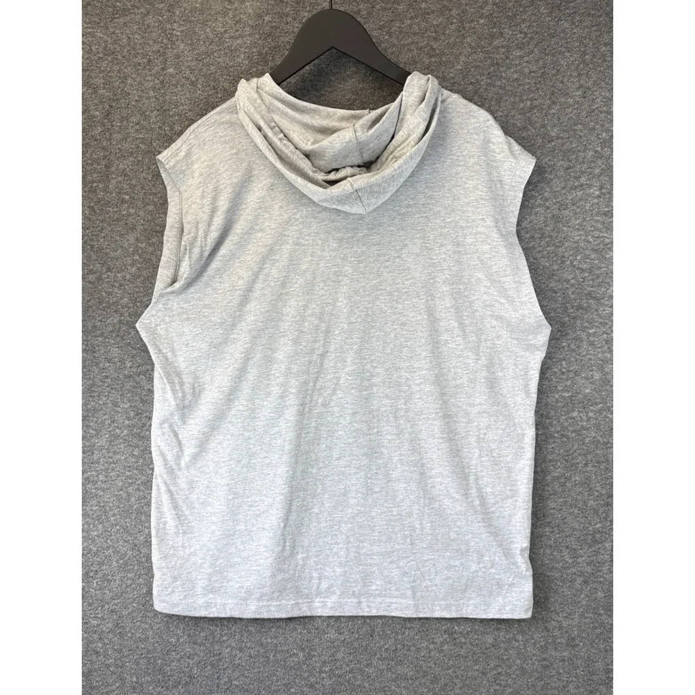 NWT True Religion Hooded Tank Men M Light Grey World Tour Buddha Sleeveless Gym
